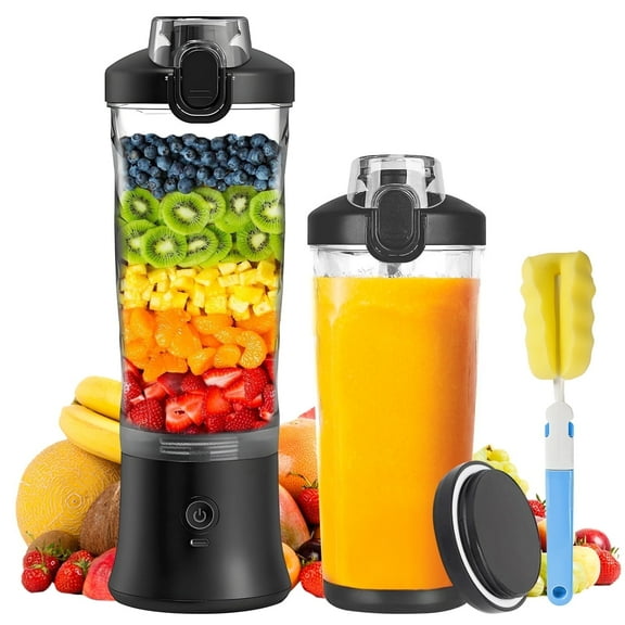 Portable Blender for Smoothies, 20oz Small Personal Blender Shakes with Travel Lid, Portable Juicer for Kitchen, Office, Gym,Travel,Black