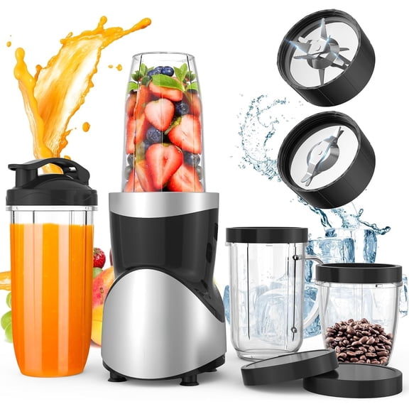 Smoothie Blender, 900W Blenders for Shakes and Smoothies, 15- Personal Blender and Combo for Kitchen, Smoothies Maker with 4 Portable Cup, Nutritious Recipe