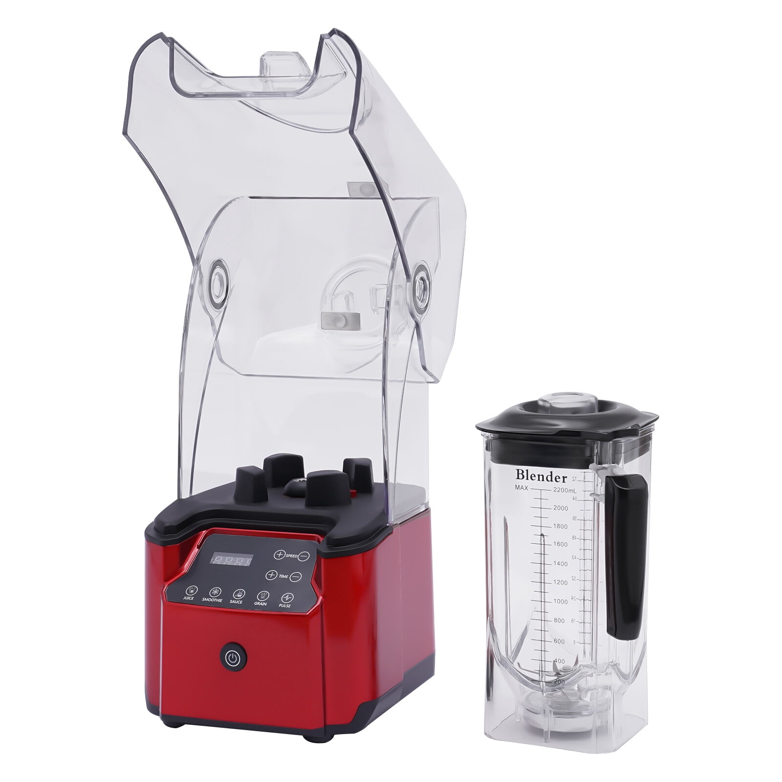 Smoothie Blender, Commercial Soundproof Milkshake & Smoothie Maker with Timer, 110V, Touch Control, PC Cup, for Shakes, Smoothies, Frozen Drinks, Red, Heavy Duty, Restaurant, Cafe Use