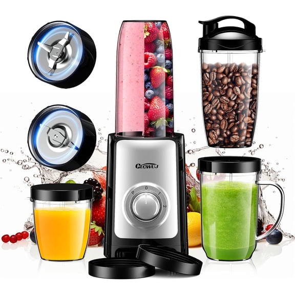 Smoothie Blender, Personal Blender for Shakes and Smoothies,12Pcs Coffee Grinder Countertop Blenders Combo Kitchen, Portable with 10oz/17oz x2/23oz Cups (BLACK) (black2)