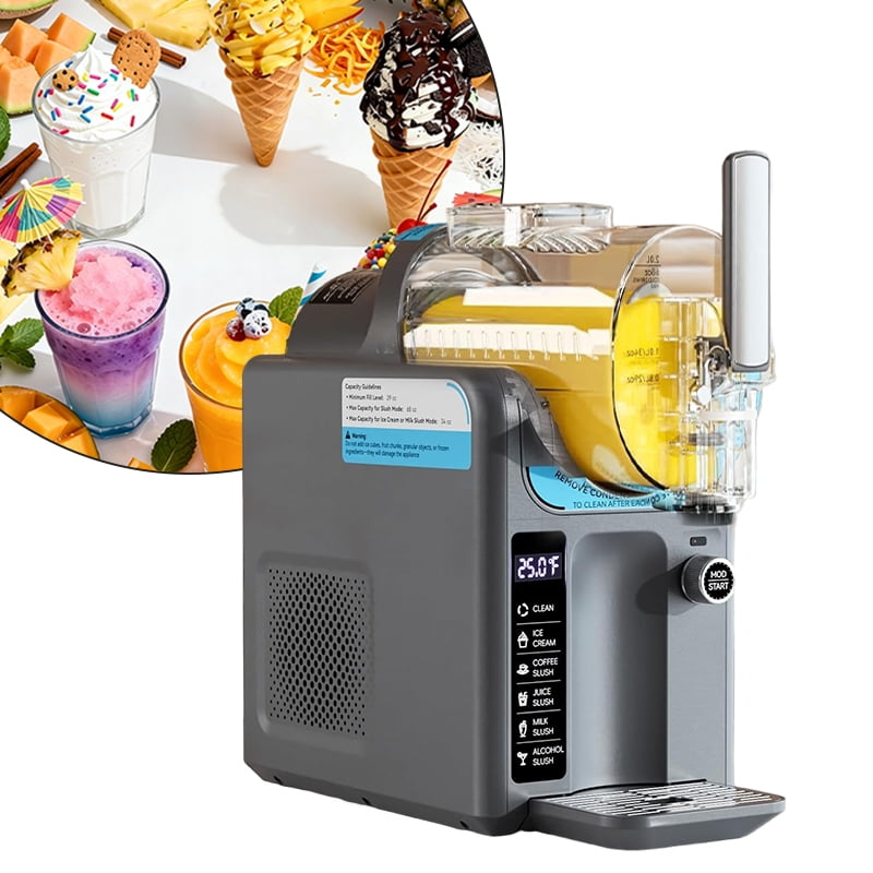 Smoothie Maker - Large capacity ice cream maker, no ice required, self-cleaning, 5 preset modes, suitable for home, bar, restaurant (grey)