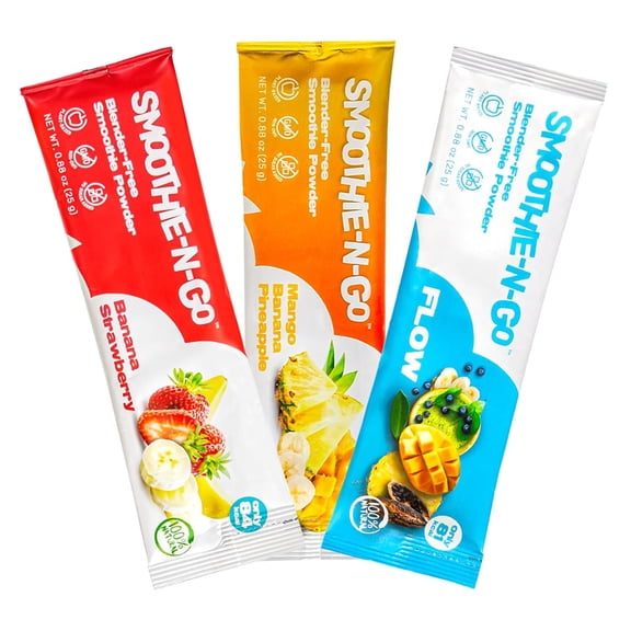 Smoothie-N-Go Blender-Free Smoothie Mix Powder, 3 Single-Serve Packets, All-Natural Drink Mix, Smooth Rich Flavors, Natural Fruits and Vegetables, Sample Pack