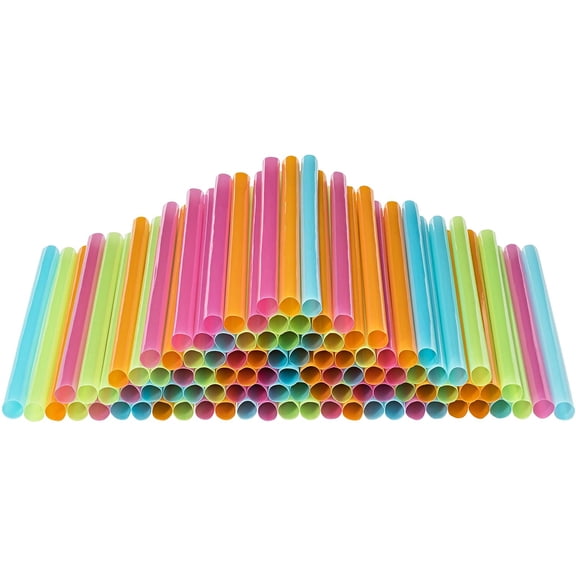Smoothie Straws 300 Pack Wide 0.37 Multi Colored Disposable UNWRAPPED Milkshake Drinking Straw Assorted by (Smoothie 300 Bulk Pack)