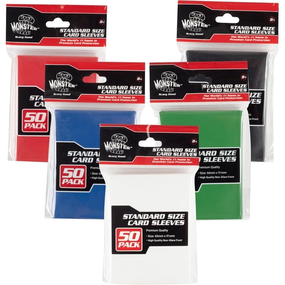 Monster Protectors Standard Size Card Sleeves (250 Pack, 66mm x 91mm) Multi-Color Set -Compatible with Pokemon ,Magic the Gathering & Collectible TCGs & Sports Cards - Stocking Stuffer Gift