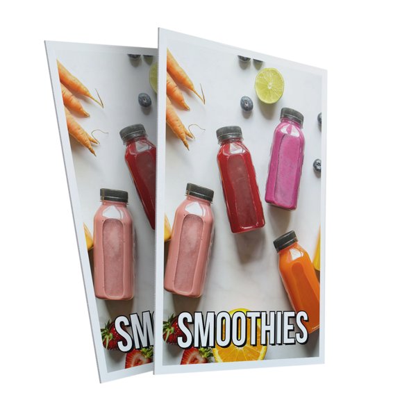 Smoothies (2-Pack) 24 Inch x 36 Inch Plastic Signs | Sign Insert 4mm Corrugated Plastic Signs Storefront Window Poster | Refreshing Drinks, Healthy Options, Food Promotions | Made in