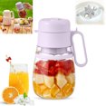 thumbnail image 1 of My Smoothies Cup Blender, 1000ML Portable Small Juice Cup with Handle/Strap, Rechargeable Multi-Function Juicer Juice Cup for Gym/Travel/Kitchen (Purple), 1 of 8