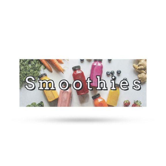 Smoothies Vinyl Decal 12 Inch x 5 Inch Weatherproof Heavy-Duty Adhesive Backing | Refreshing Drinks, Healthy Options, Food Promotions | Made in USA