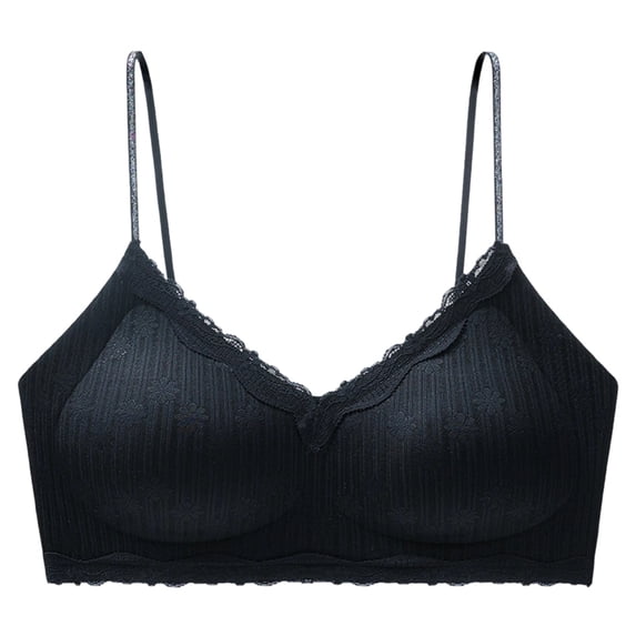 Bras for Women Plus Size Pullover No Underwire Full Coverage Wireless Supportive Everyday Bra Black L