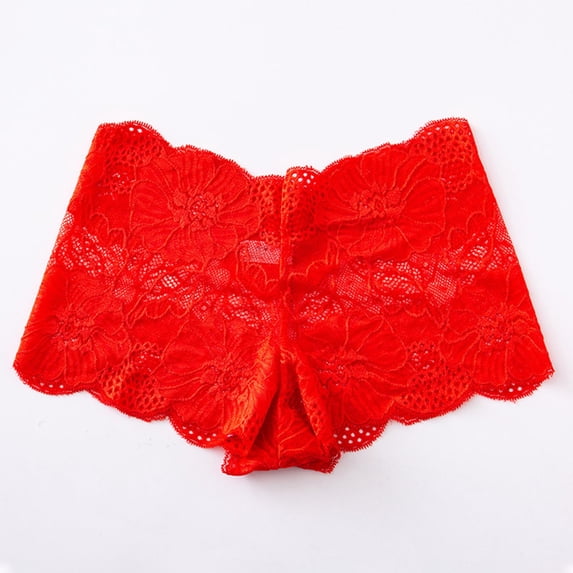 Smoothing Underwear for Women Fashion Women's Lace Solid Bow Stretch Panties High Waist Underpants Panties Briefs Red S