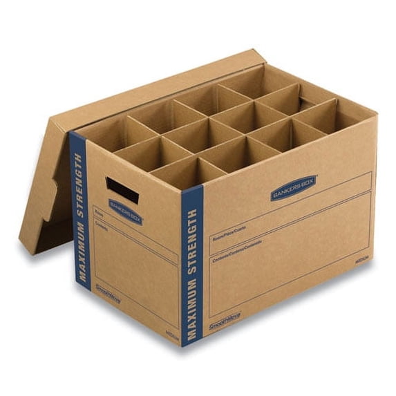 Smoothmove Kitchen Moving Kit, Medium, Half Slotted Container (hsc), 18.5" X 12.25" X 12", Brown Kraft/blue | Bundle of 2 Kits