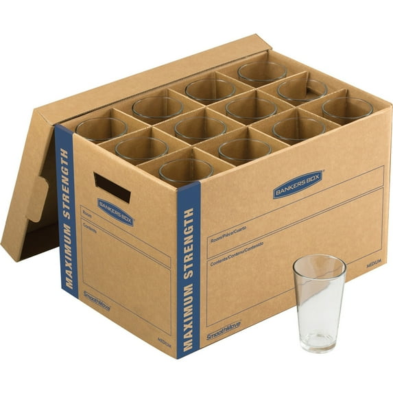 Smoothmove Kitchen Moving Kit, Medium, Half Slotted Container (hsc), 18.5" X 12.25" X 12", Brown Kraft/blue | Bundle of 5 Kits