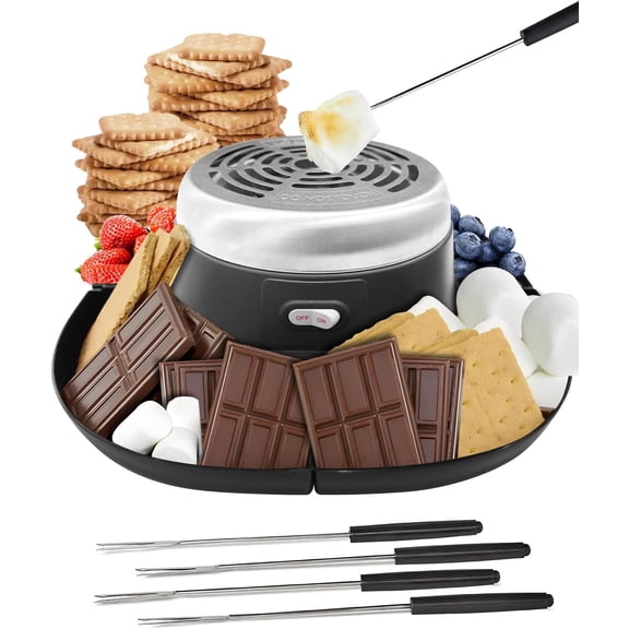 Smores Maker Tabletop Indoor Kit, Indoor Smore Maker Smores Kit Flameless S'mores Maker, Tabletop Smores Maker,Movie Night Supplies Housewarming Christmas Gifts, 120V