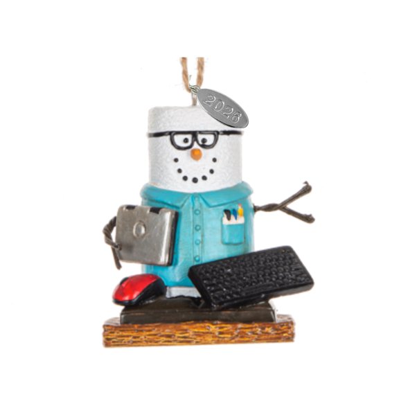 Smores Nerd Computer Geek Ornament - Adorable Geeky Smores Gift Idea for Computer Nerds, IT Workers - Comes in gift box