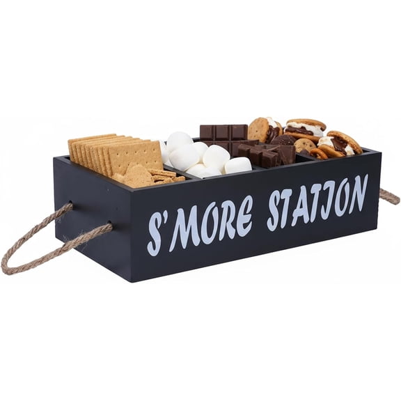 Smores Station S'mores Bar Holder,Smores , Smore Accessories Organizer, for Marshmallow Roasting Sticks, , S'mores s Sticks, Kit Maker-Wooden