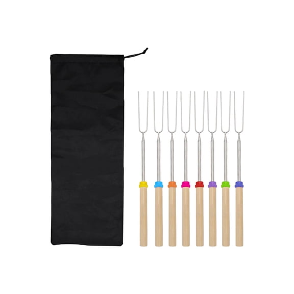 Smores Sticks for Fire Pit - Accessories for Campfire Marshmallow Roasting Sticks Smores Kit Outdoor-Smore Skewers Hot Dog Fork For Outside, Camping Essentials Bonfire Gear Long 32" 8 Pack