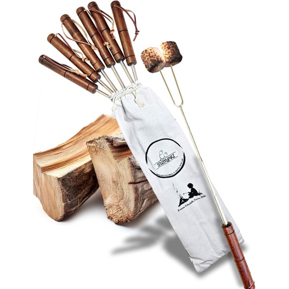 Smores Sticks For Fire Pit [Set Of 7] - Marshmallow Roasting Campfire, Classic Smore Hot Dog Campfire