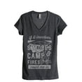 thumbnail image 1 of Smores and Campfires Count Me In Women's Fashion Relaxed V-Neck T-Shirt Tee Charcoal Grey Large, 1 of 3