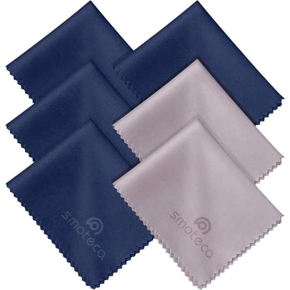 Smotecq 6-Pack Premium Microfiber Eyeglass Cleaning Cloths, Safe Cleans