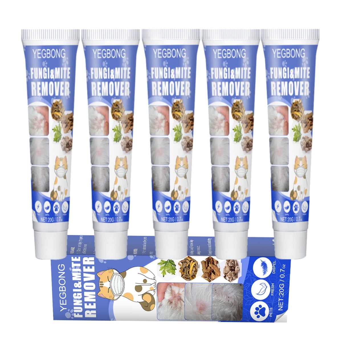 Smrinog 5Pcs Pet Skin Cream, Dog Cat Treatment Ringworm Mites AntiItch