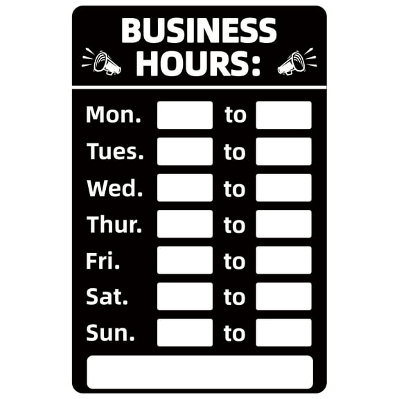 Smrinog Business Hours Sign Hours of Operation Signs for Window / Door (Black)
