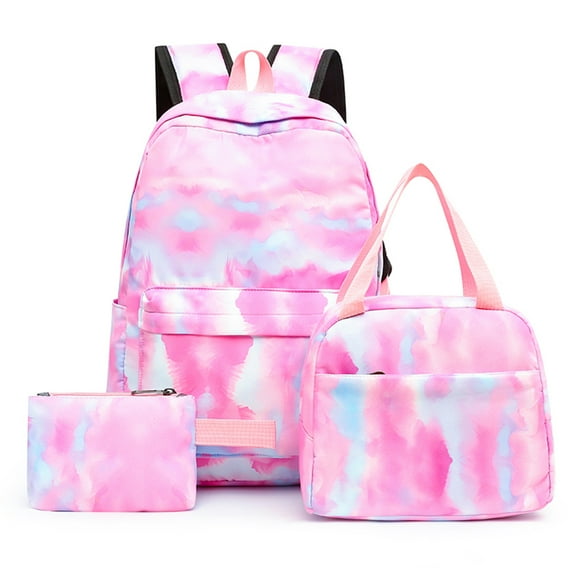 Smrinog Tie Dye Backpack Student Schoolbag Laptop Bookbag 3 Piece Insulated Lunch Box