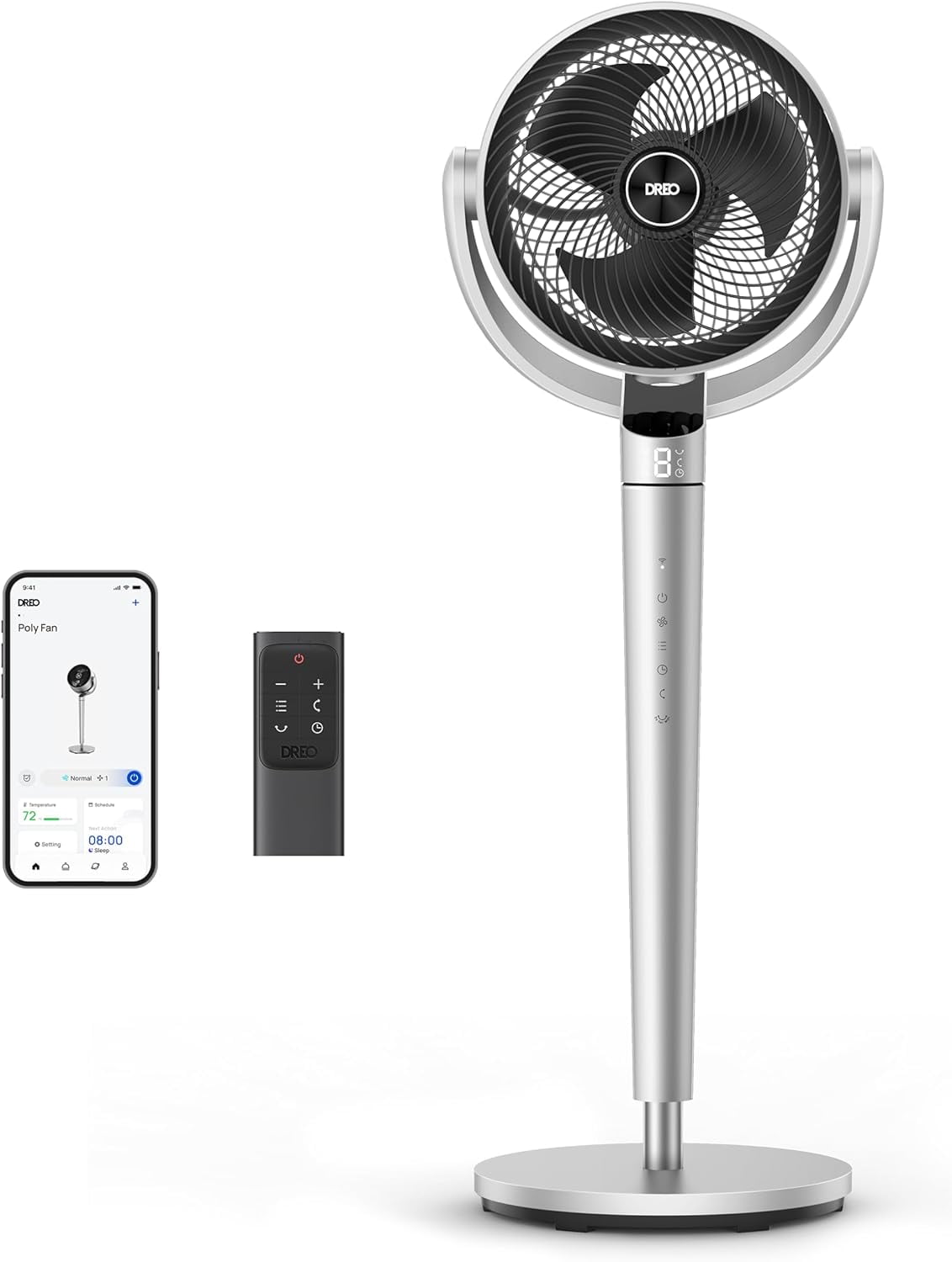 Smrt Fn for Bedroom, 110ft Pedestl Fn with DC Motor, 150°+120° Omni ...