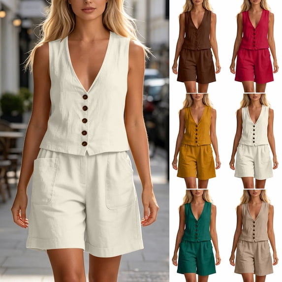 Smsaxvxz 2 Piece Lounge Sets for Women Summer Vacation Beach Travel Airport Outfits Casual Cruise Fashion 2026 White L