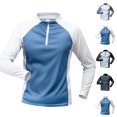 thumbnail image 1 of Smsaxvxz Athletic Tops for Men Lightweight Drying Long Sleeve Running Fitness T-shirts Fishing Shirts (Sun Protection) Blue 3XL, 1 of 5