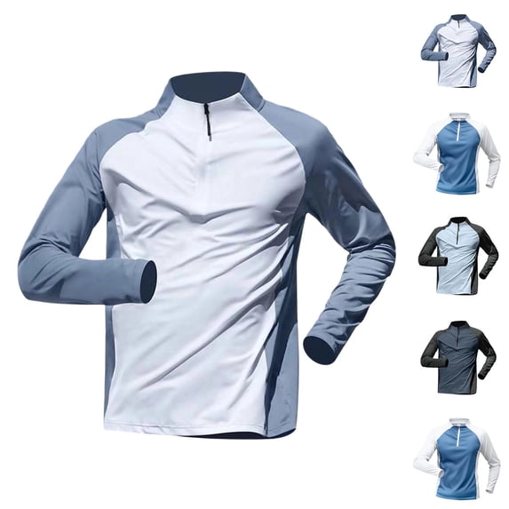 Smsaxvxz Athletic Tops for Men Lightweight Drying Long Sleeve Running Fitness T-shirts Fishing Shirts (Sun Protection) White 2XL