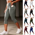 thumbnail image 1 of Smsaxvxz Capri Yoga Pants for Women Leggings High Waisted Yoga Workout Casual Summer With Pockets Gray L, 1 of 7
