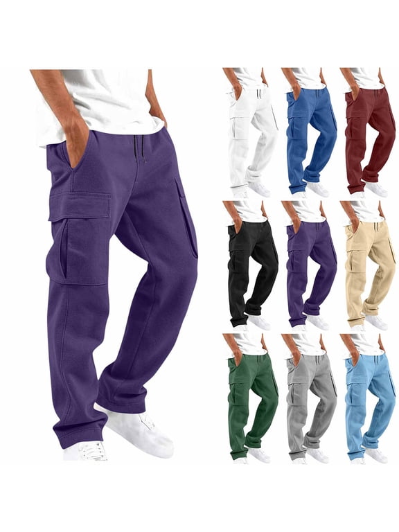Casual Cargo Pants for Men Streetwear Casual Pants Lightweight Baggy Workout Joggers Drawstring Waist Trousers