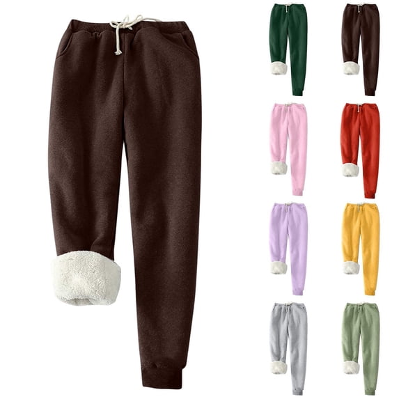 Smsaxvxz Fleece Sweatpants for Women Drawstring Elastic High Waisted Joggers Athletic Pants with Pockets Coffee 5XL
