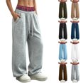 thumbnail image 1 of Smsaxvxz Fleece Wide Leg Sweatpants for Women Baggy Casual Drawstring Sweat Pants Trendy Athletic Grunge Trousers Gray 3XL, 1 of 5