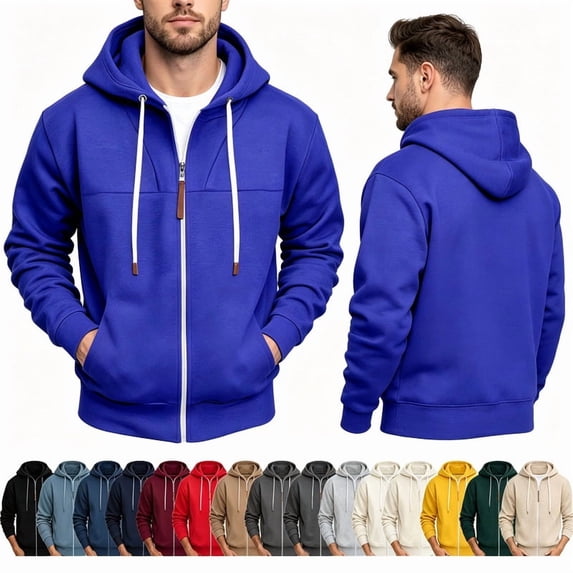 Smsaxvxz Oversized Hoodies for Men Fashion Solid Full Zip Lightweight Fall Sweatshirts (Available in Big & Tall)