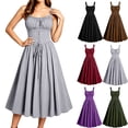 thumbnail image 1 of Smsaxvxz Halloween Costume for Women Fashion Renaissance Gothic Strap Dresses Medieval Ren Faire Dress Gray L, 1 of 8