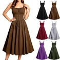 thumbnail image 1 of Smsaxvxz Halloween Costume for Women Fashion Renaissance Gothic Strap Dresses Medieval Ren Faire Dress Khaki L, 1 of 8