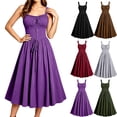thumbnail image 1 of Smsaxvxz Halloween Costume for Women Fashion Renaissance Gothic Strap Dresses Medieval Ren Faire Dress Purple S, 1 of 8