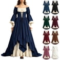 thumbnail image 1 of Smsaxvxz Halloween Costumes for Women Fashion Renaissance Dresses Women Off Shoulder Bell Sleeve Peasant Pirate Dress Blue 3XL, 1 of 6
