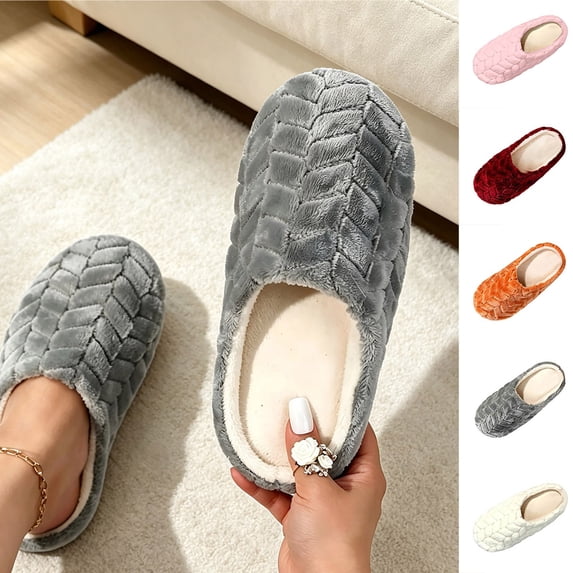 Smsaxvxz Memory Foam Fuzzy Slippers for Women Fleece House Shoes with ...