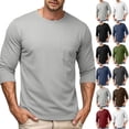 thumbnail image 1 of Smsaxvxz Men's 3/4 Sleeve Shirts Lightweight Crew Neck Pocket T-shirts Moisture Wicking Soft Comfort Casual Fall Tops Gray 2XL, 1 of 2