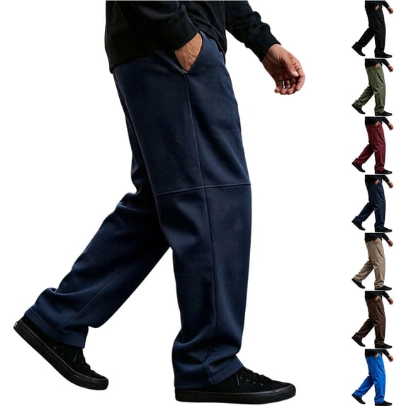 Smsaxvxz Men's Baggy Sweatpants Fashion Wide Leg Drawstring Sweat Pants Casual Joggers with Pockets Navy 2XL