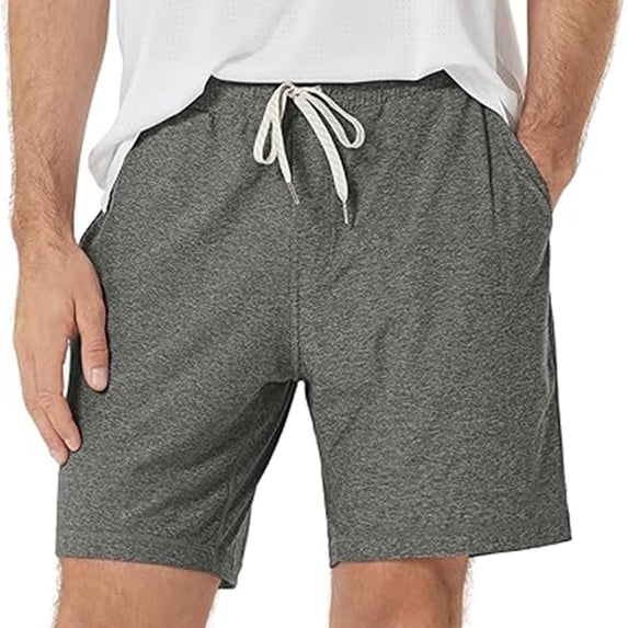 Smsaxvxz Mens Cotton Breathable Sweat Shorts Casual Comfy Elastic Waist Drawstring Outdoor Running Shorts with Zipper Pockets Dark Gray L