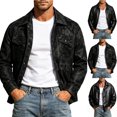 thumbnail image 1 of Smsaxvxz Men's Graffiti Print Trucker Jacket Fashion Long Sleeve Button Down Spring Fall Versatile Coat Black 3XL, 1 of 8