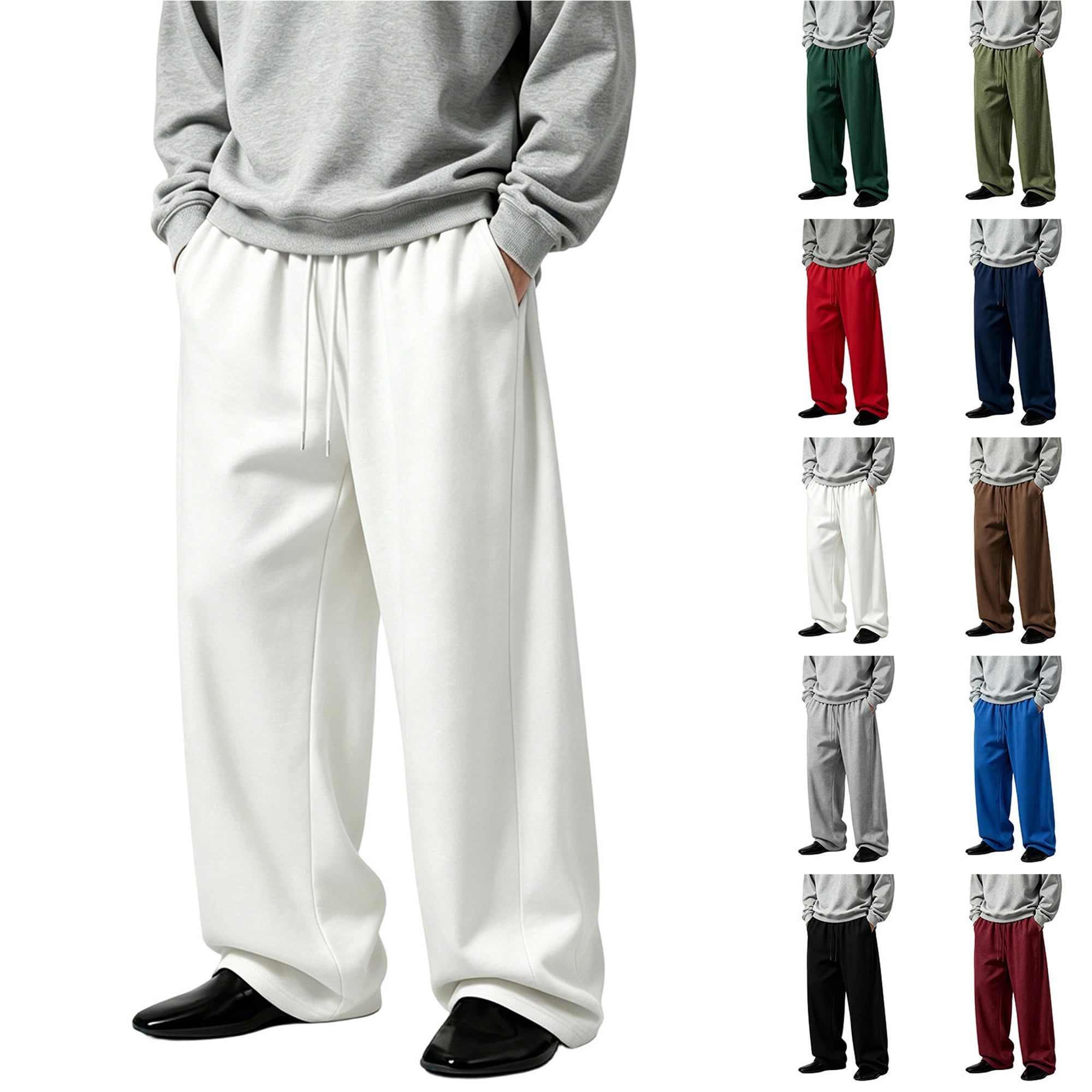 Smsaxvxz Mens Baggy Sweatpants Soft Comfy Straight Leg Drawstring