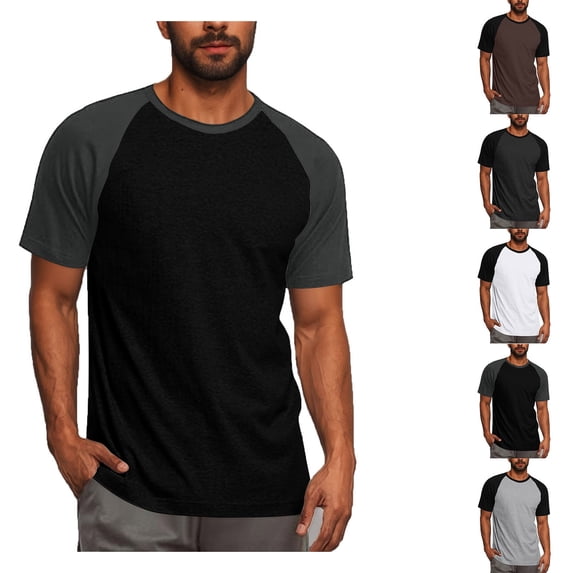 Smsaxvxz Mens Color Block Mesh Raglan T Shirts Lightweight Short Sleeve Crew Neck Summer Comfy Classic Breathable Casual Loungewear Basic Active Tops Black L