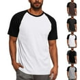 thumbnail image 1 of Smsaxvxz Mens Color Block Mesh Raglan T Shirts Lightweight Short Sleeve Crew Neck Summer Comfy Classic Breathable Casual Loungewear Basic Active Tops White S, 1 of 7