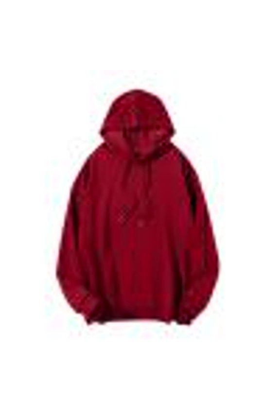 Mens Hooded Plus Size Sweatshirt Classic Sweat Shirts Long Sleeve Hoodie Winter Drawstring Casual Soft Tops with Pocket Wine M