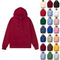 thumbnail image 1 of Smsaxvxz Mens Hoodies Fleece Solid Drawstring Sweatshirts with Pocket Casual Regular Fit Wine 5XL, 1 of 5