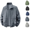 thumbnail image 1 of Smsaxvxz Mens Lightweight Jackets Sun Protection Breathable Zip Up Lightweight Outwear Comfortable Outdoor Workwear Running with Zipper Pockets Dark Gray L, 1 of 5
