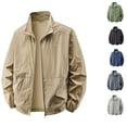 thumbnail image 1 of Smsaxvxz Mens Lightweight Jackets Sun Protection Breathable Zip Up Lightweight Outwear Comfortable Outdoor Workwear Running with Zipper Pockets Khaki XS, 1 of 4